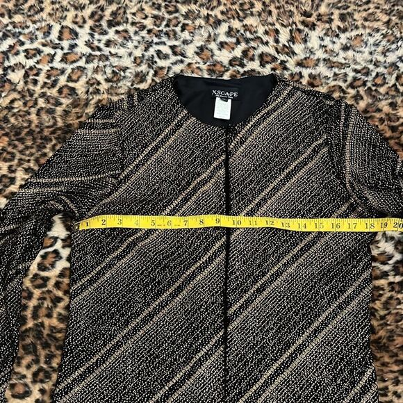 Xscape Embellished Bling Black Gold Evening Formal One Button Cardigan Mobwife - Picture 5 of 8